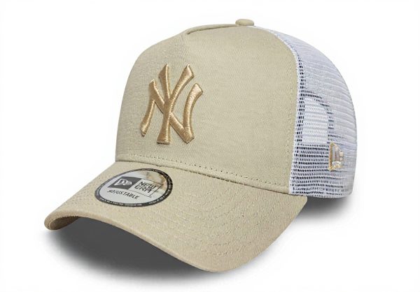 New Era Yankees Cap A-Frame Trucker Stone Beige