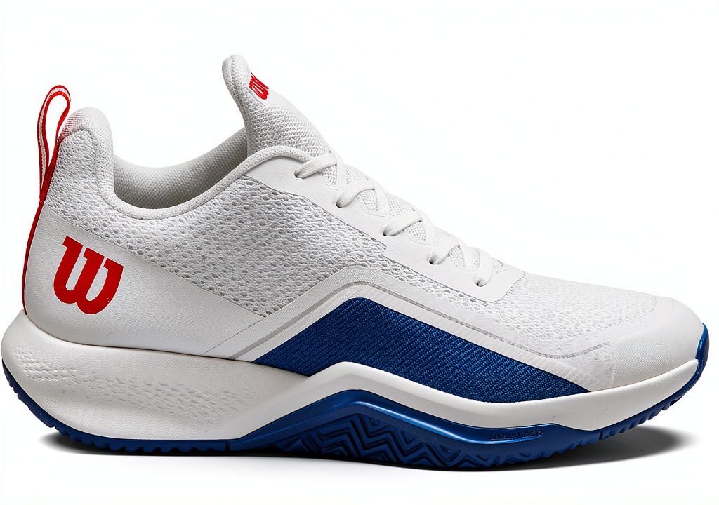 Wilson Rush Pro Lite Tennisschuh in Weiß Deja Vu Blue Wilson Red