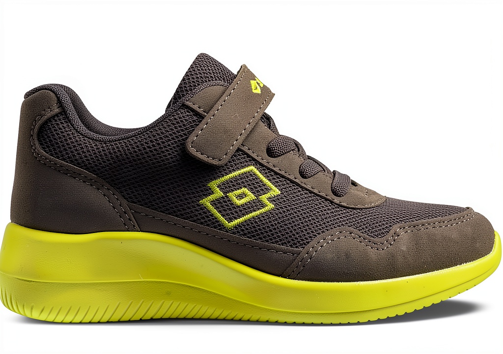 Lotto Kinder Sneaker in Grey Lime und Navy Pink Farben auf weißem Hintergrund