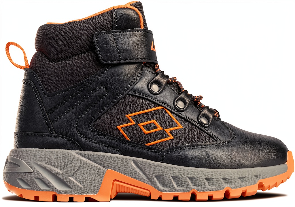 Lotto Woodlark Mid K Unisex Wanderschuhe für Kinder in Navy mit Orange-Akzenten