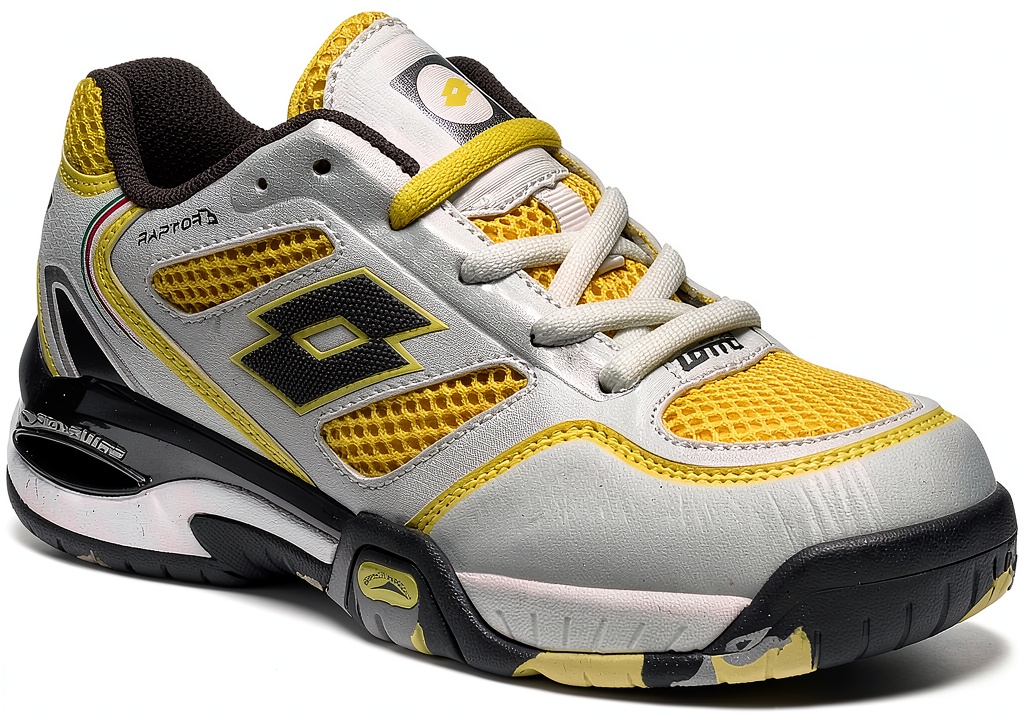 Lotto Sport Kinderschuhe in Weiß/Gelbgrün/Schwarz von der Seite