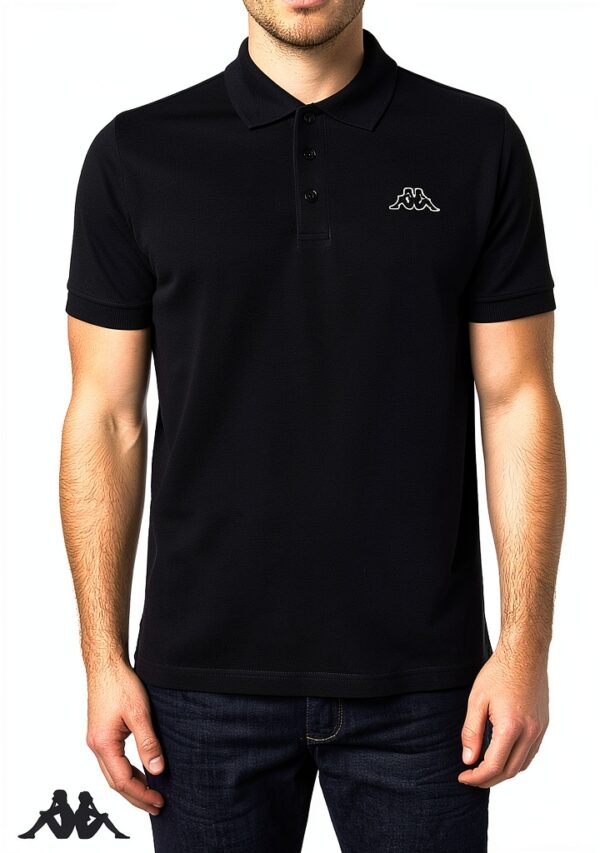 Kappa Herren Poloshirt 2er Set Baumwolle Fit – Weiß Blau Schwarz-5