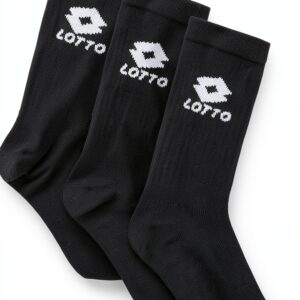 Lotto Unisex Socken 3er Pack – Caviar & Weiß, hoher Tragekomfort-0