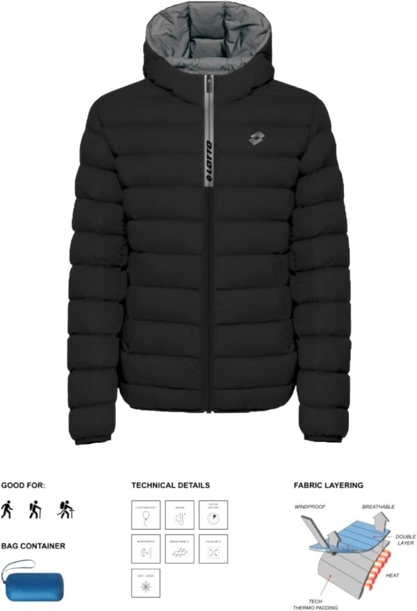 Lotto Winter-Daunenjacke für Herren, gesteppt, 110 g, 4 Jahreszeiten, gefüttert, Winterjacke-1