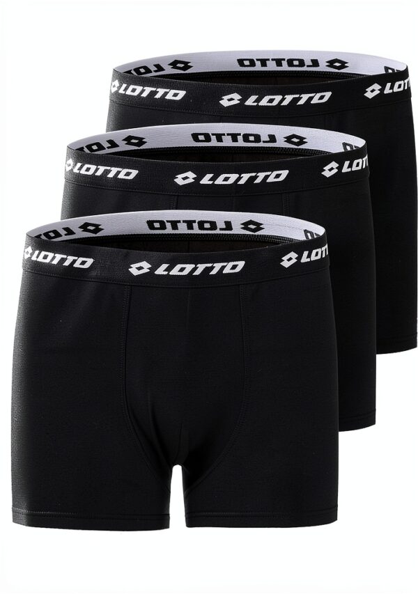 Lotto Boxershorts Herren 3er Pack Retro, Caviar und Weiß, Regular Fit-0