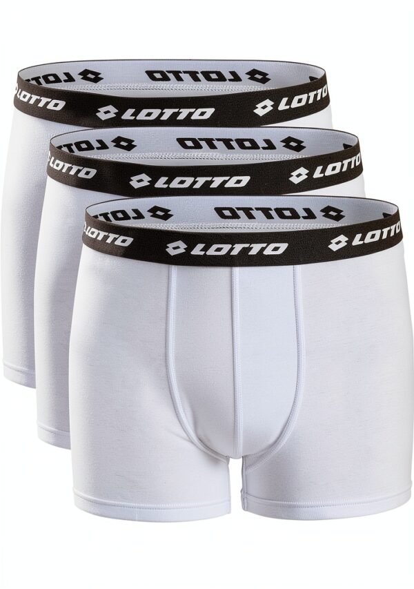Lotto 1124030 Herren Boxershorts 3er Pack Baumwollmix Caviar und Weiß-0
